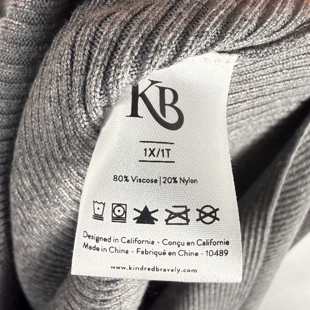 NEW Kindred Bravely Gray Ribbed Nursing‎ Maternity Midi Dress 1X Capsule Minimal - Picture 7 of 8